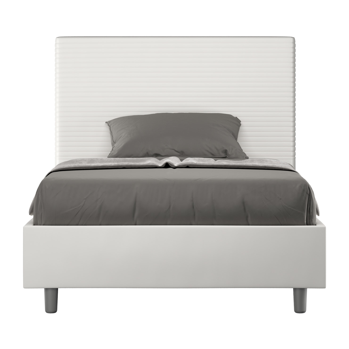 Letto una piazza e mezza contenitore imbottito 120x210 similpelle bianco Focus