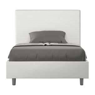 Letto una piazza e mezza contenitore imbottito 120x210 similpelle bianco Focus