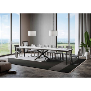 Table extensible 90x120/380 cm Famas Evolution Frêne Blanc cadre Anthracite