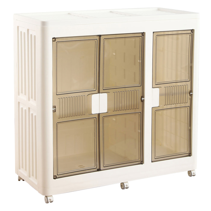 Armario plegable con Ruedas y 2 Compartimentos en color Blanco 100×46,5×96,5cm
