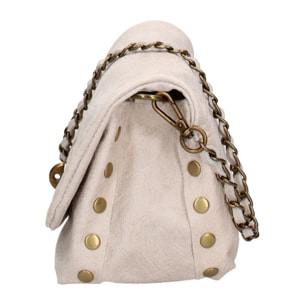 Borsa a tracolla da donna Made in Italy - Modello Floralia Lux - Pelle scamosciata - 25.0 x 15.0 x 11.0 cm