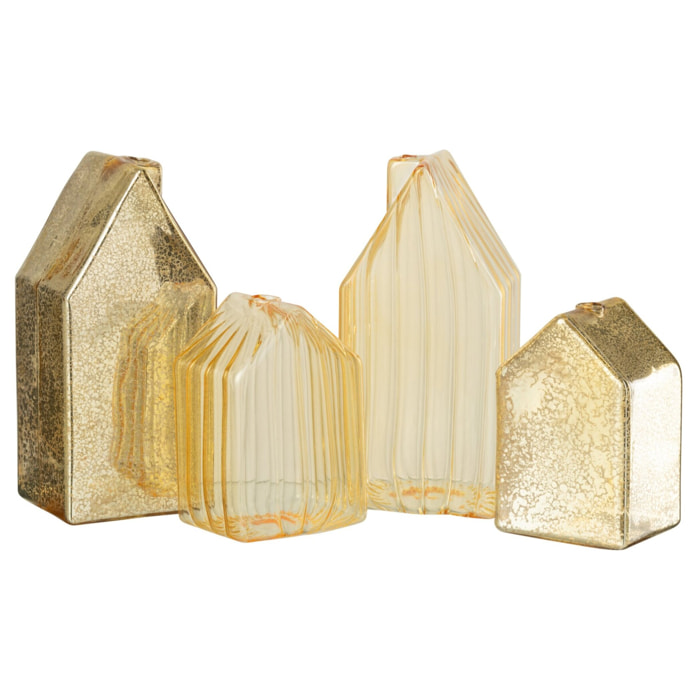 J-Line décoration Maison - verre - or - large - 2 pcs