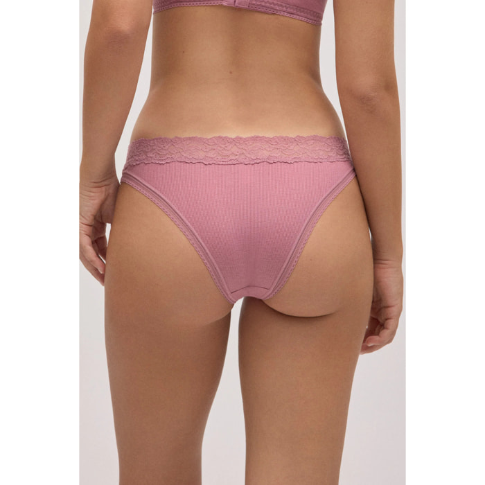 Slip brasiliani a coste con pizzo rosa