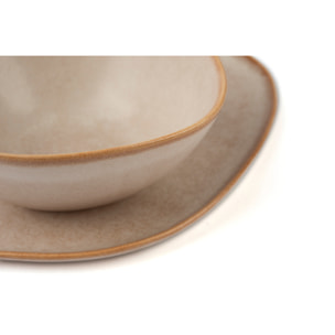 Service 12 assiettes Excelsa Stone, stoneware, blanc