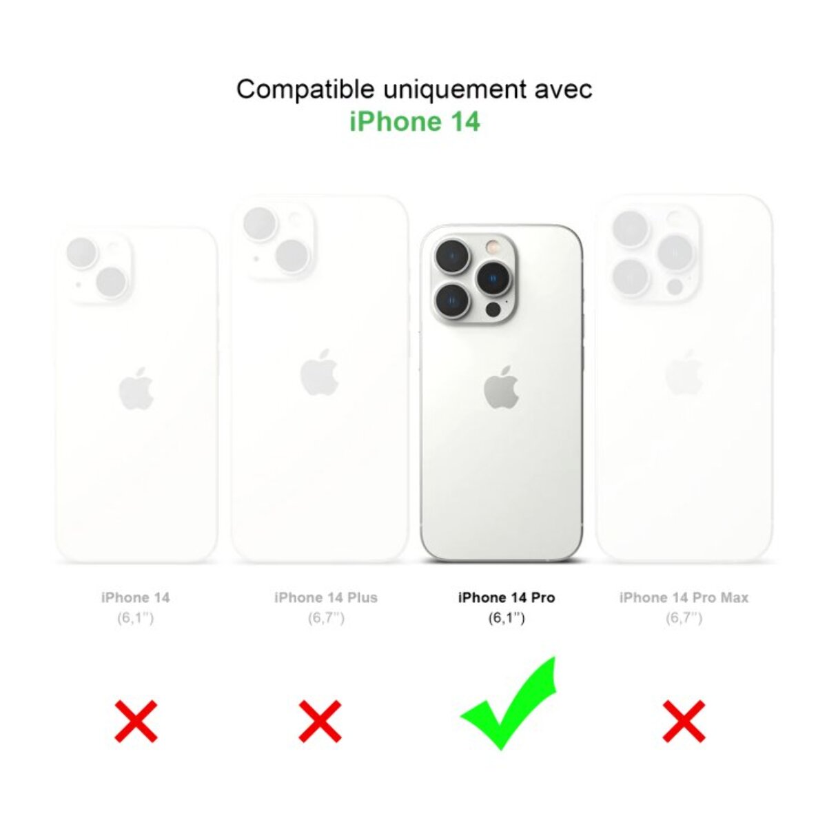 Coque iPhone 14 Pro Antichoc Silicone bords renforcés + 2 Vitres en verre trempé Protection écran