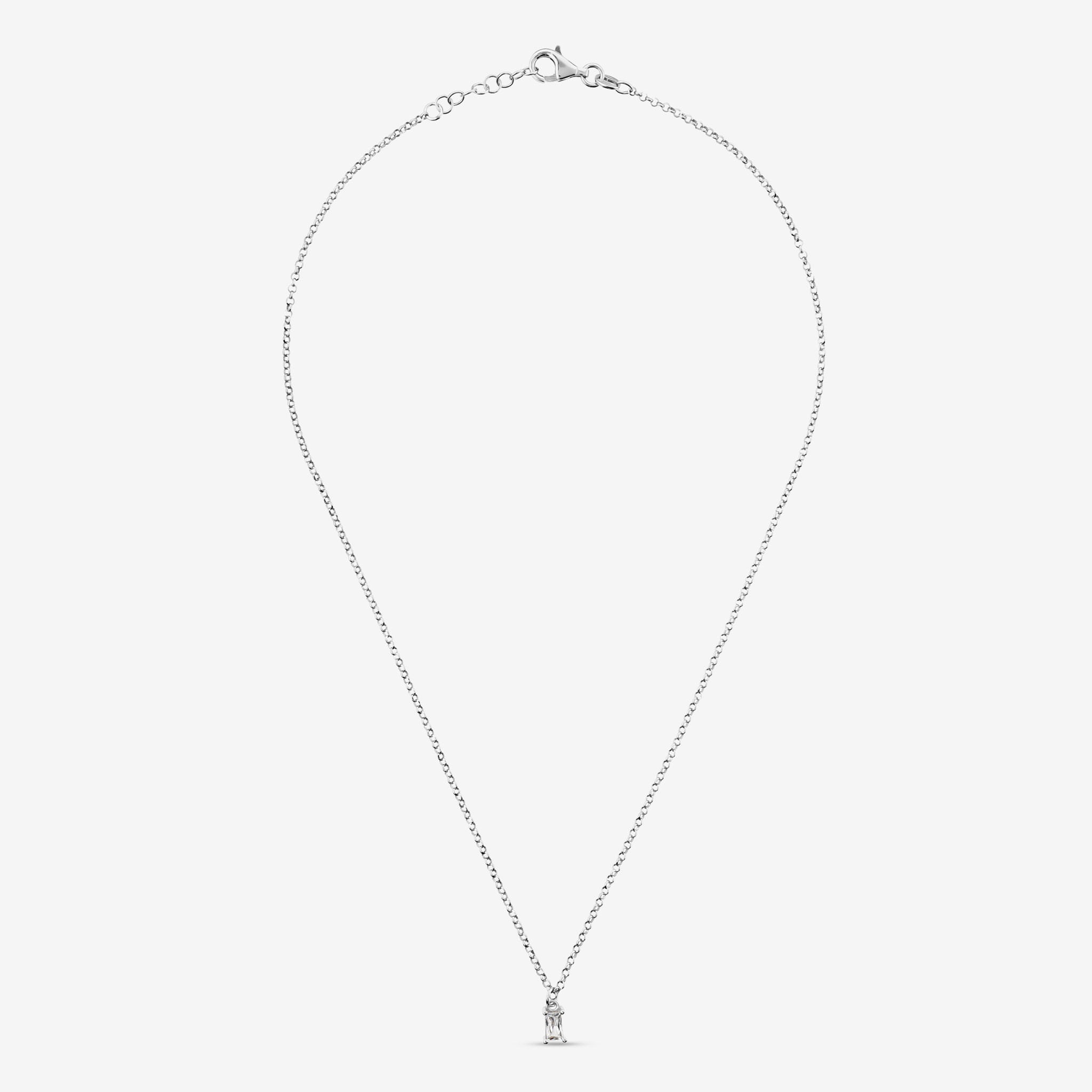Collana in Argento 925 placcato Rodio con Cubic Zirconia a Baguette