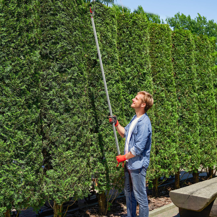 Tijeras de Podar de Jardín 180 cm, Podadora de Árboles de Largo Alcance, con Mango de Aluminio Ligero y Resistente, Cuchilla Metálica, para Poda de Ramas Altas y Recoger Frutas