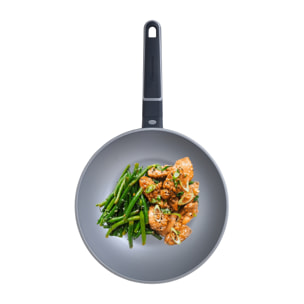 Wok 28x8.0cm aluminio fundido con tapa, inducción, colección indigo