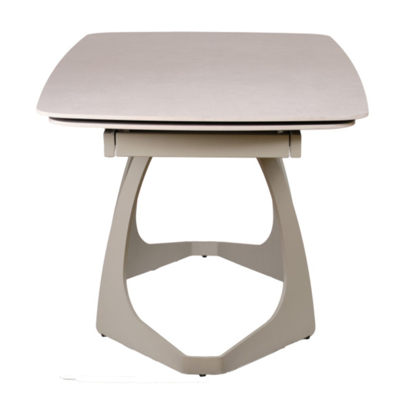Table de repas extensible en céramique gris clair et taupe 180/260cm - TATIANA