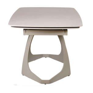 Table de repas extensible en céramique gris clair et taupe 180/260cm - TATIANA