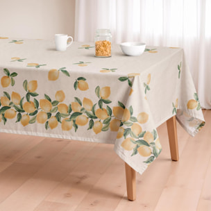 Nappe imprimée anti-taches JAUNE CITRON
