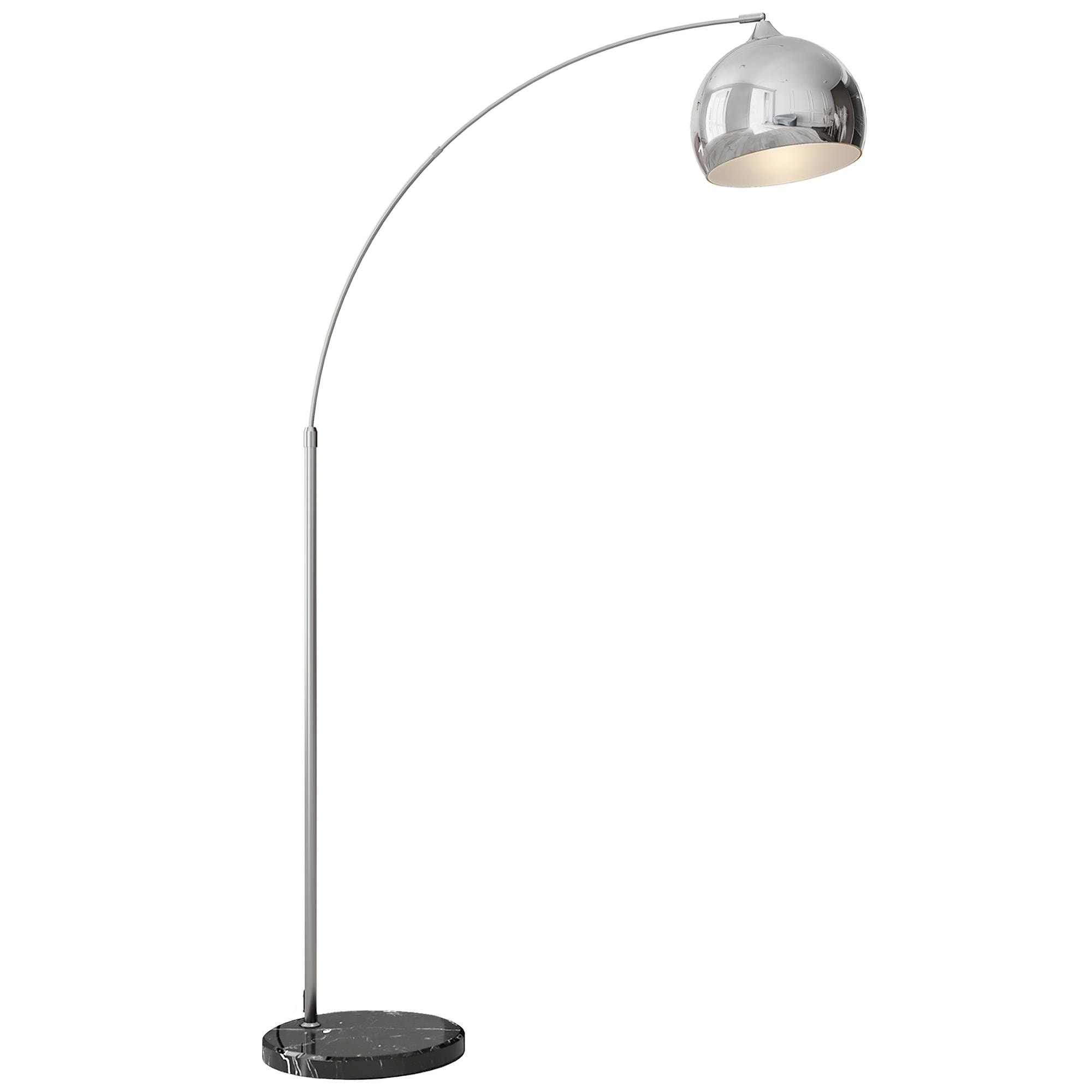 Lámpara de Pie Arco con Altura y Longitud Ajustable Lámpara de Lectura para Bombilla E27 Potencia Máx. 40 W con Interruptor de Pie 110-115x30x170-180 cm Plata y Negro