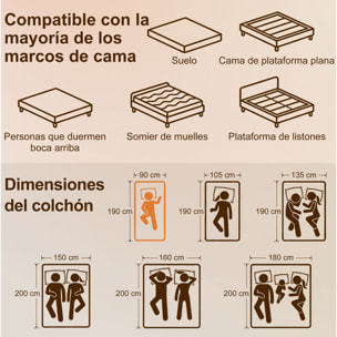 Colchón 190x90 cm, Grosor 20 cm, Colchón Viscoelástico con Té Verde, Firmeza Media, Cama Refrescante con Espuma de Gel y Funda Lavable, Certificado Oeko-Tex, Enrollable en Caja