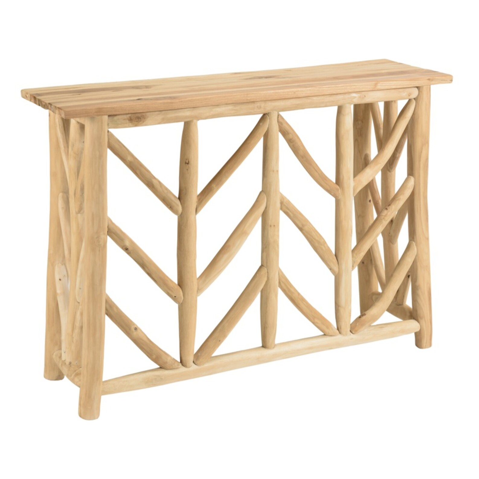 WILL - Console en bois de teck naturel piètement ajouré