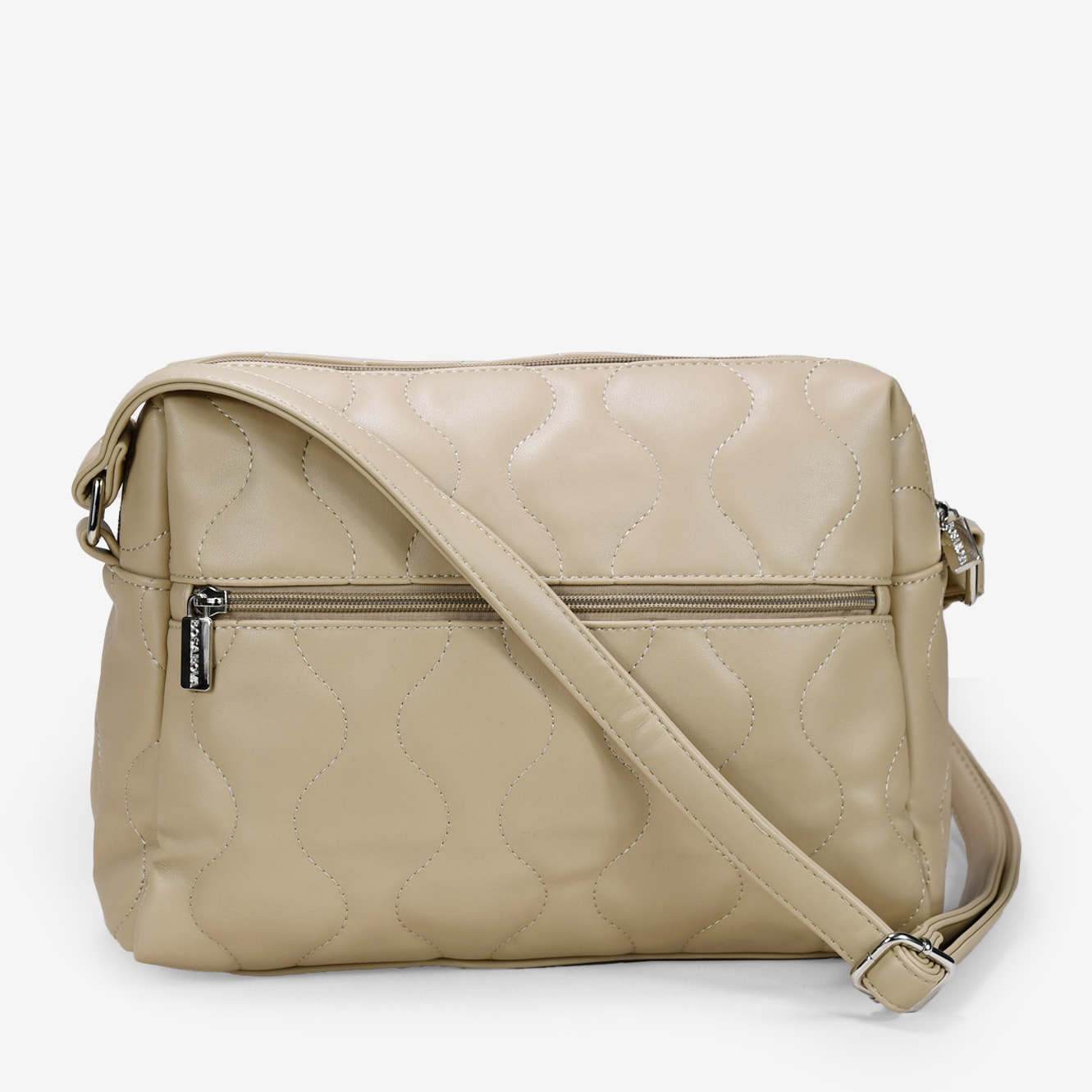 Bolso bandolera beige con cremallera