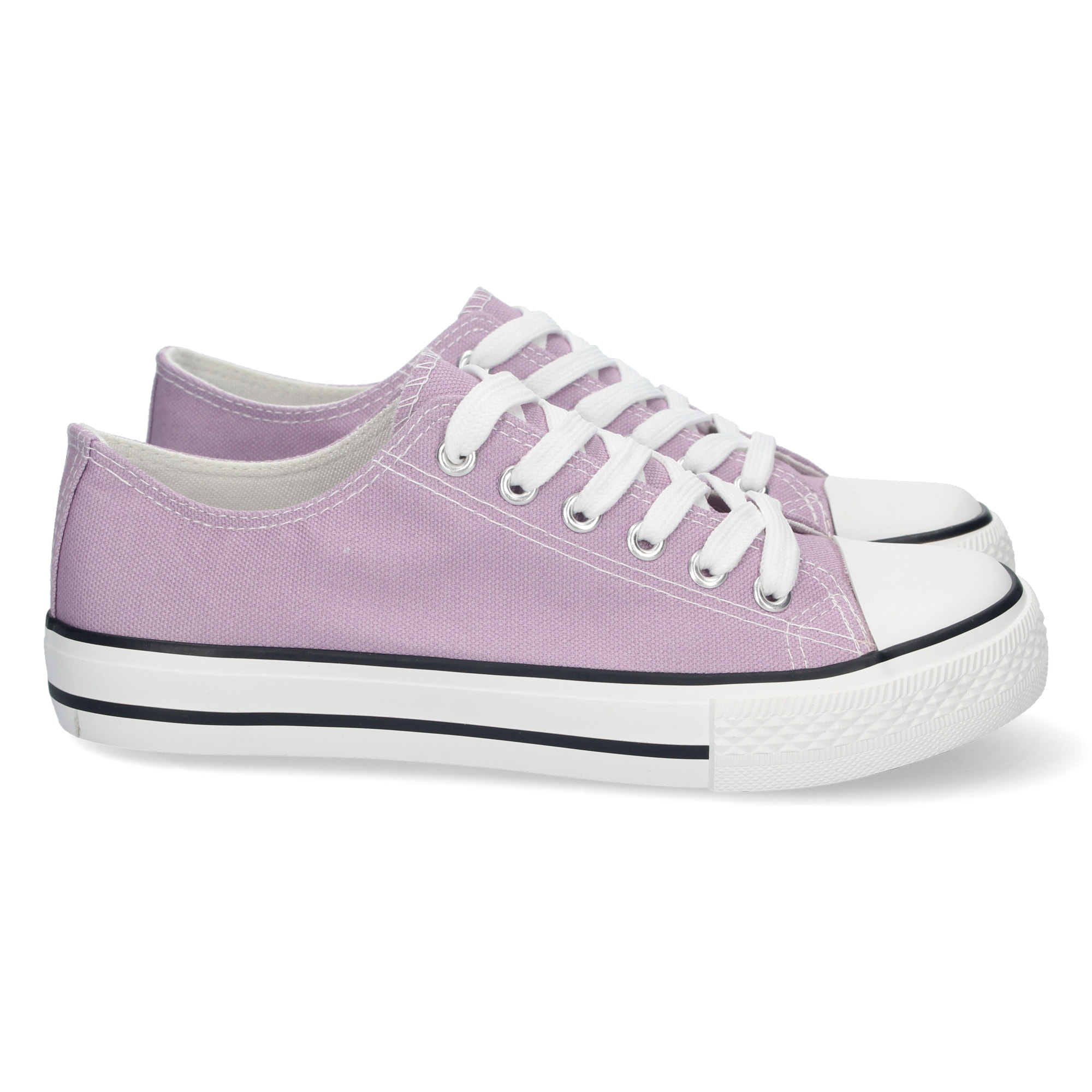 Zapatilla Plana de Lona con Cordones