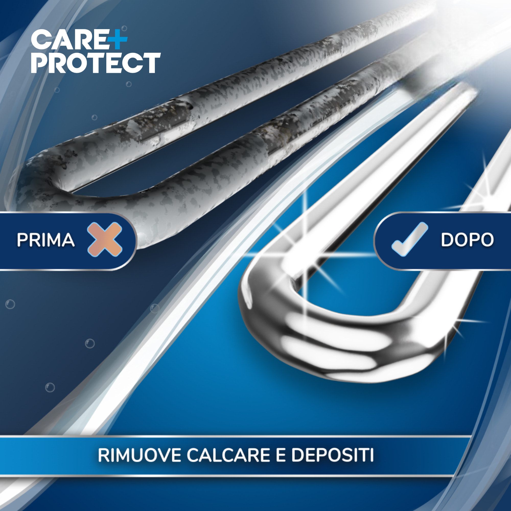 CARE + PROTECT 3 in 1 anticalcare sgrassante e igienizzante per lavstoviglie e lavatrice - X2 (da 12 bustine)