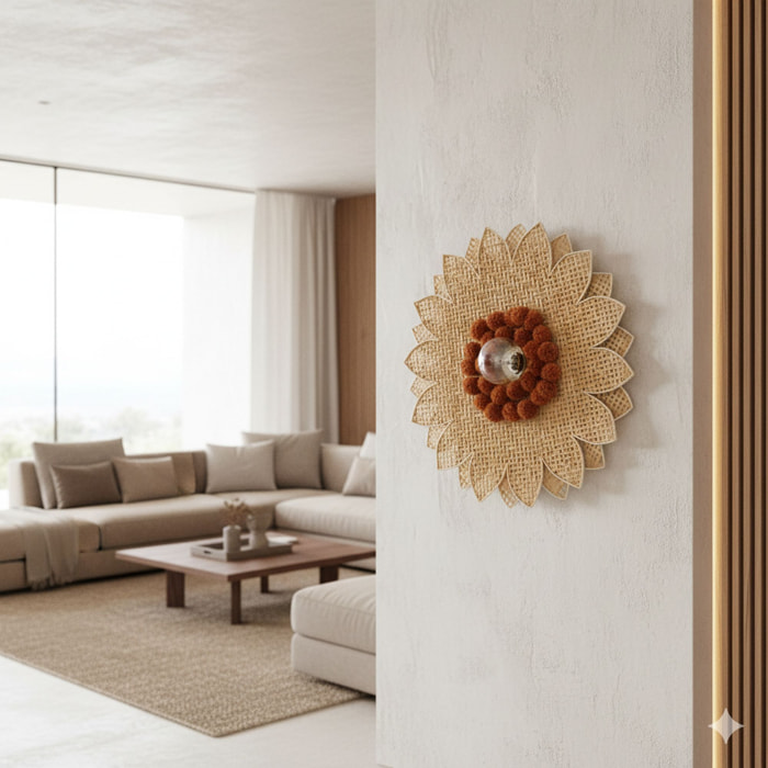 Applique murale en forme de fleur en bambou d50cm DAISY