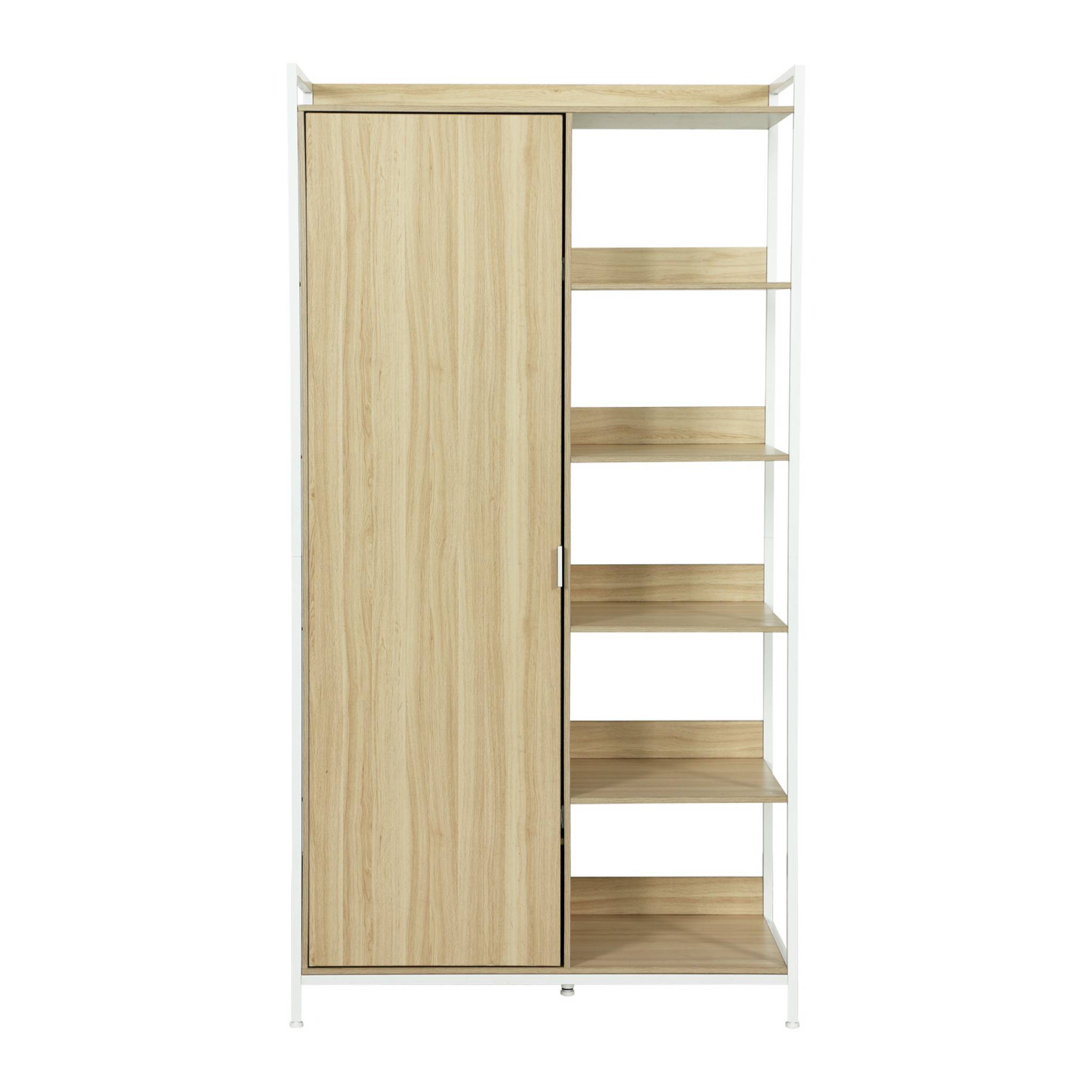 Module dressing blanc avec 1 penderie. 6 étagères et 1 porte. L 100 x P 48 x H 190 cm