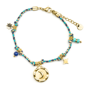 Pulsera con Cristal Azul Oscuro acabado oro 18k