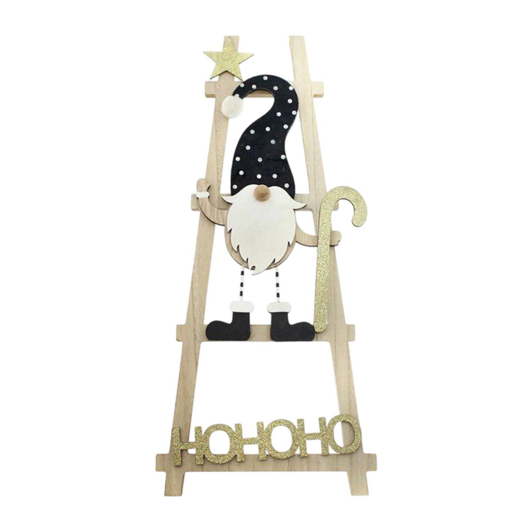 Gnomo decorativo en una escalera 'hohoho' h.50cm