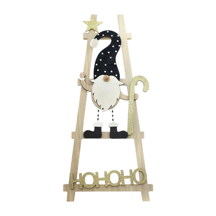 Gnomo decorativo en una escalera 'hohoho' h.50cm