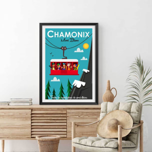 Poster de les grands montets Affiche + cadre en bois - Noir