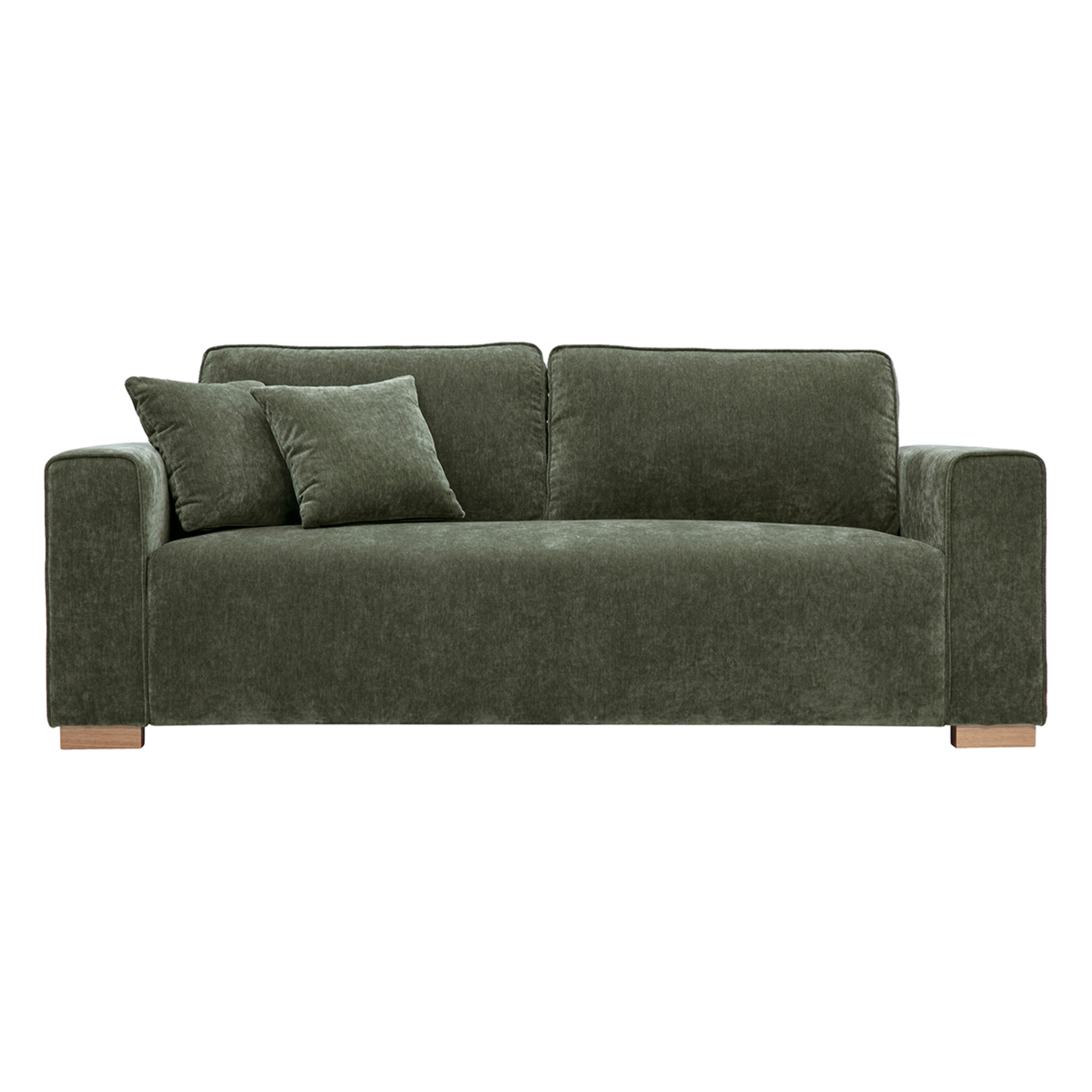 Canapé design 3 places en tissu effet velours vert kaki PEPPER