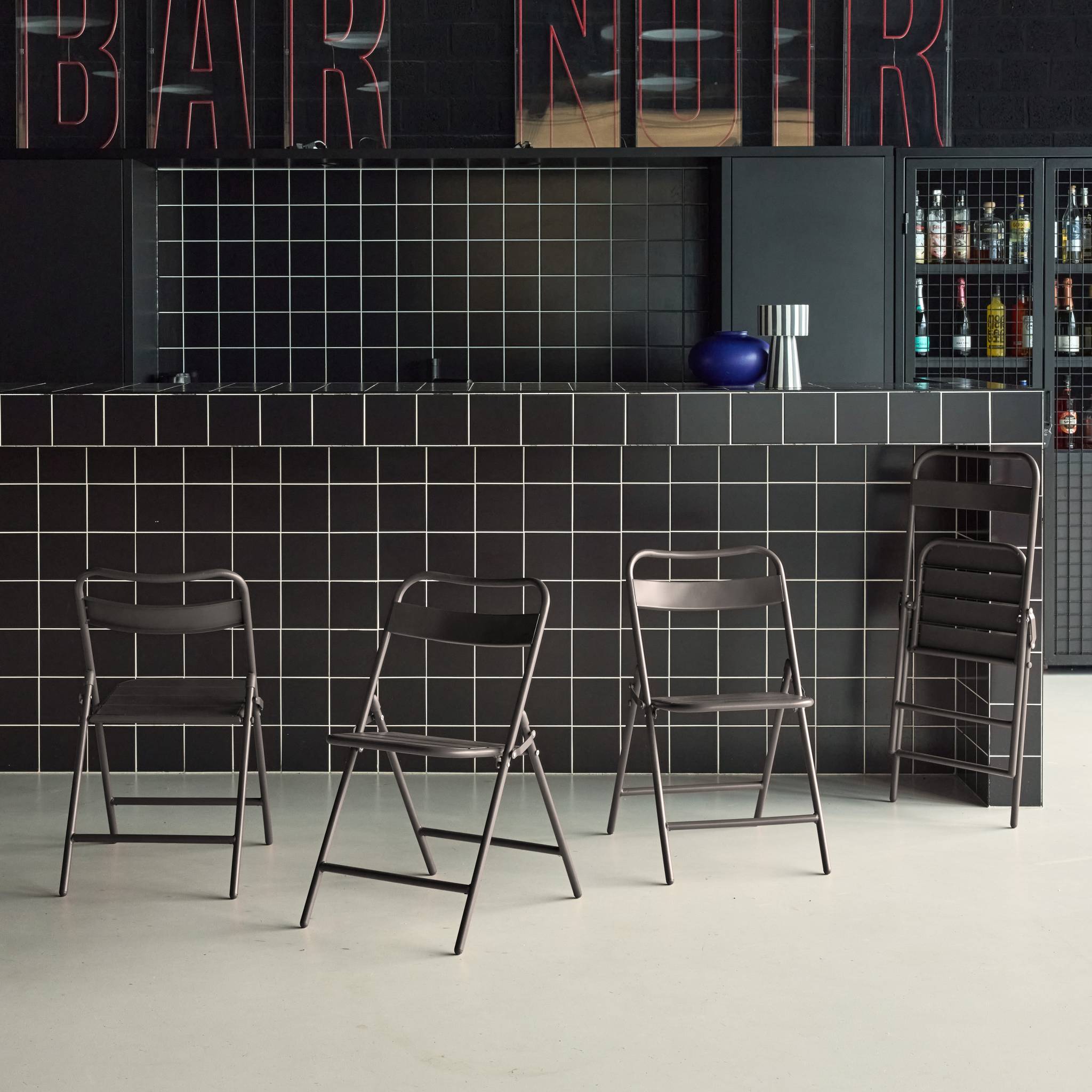 Chaise de jardin pliante acier (lot de 4) AMÉLIA