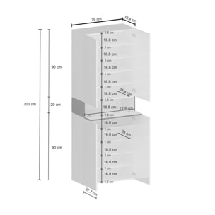 Scarpiera Dcandelar, Porta scarpe salvaspazio a 5 ante, Armadio multifunzione da ingresso, 76x38h200 cm, Bianco e Rovere