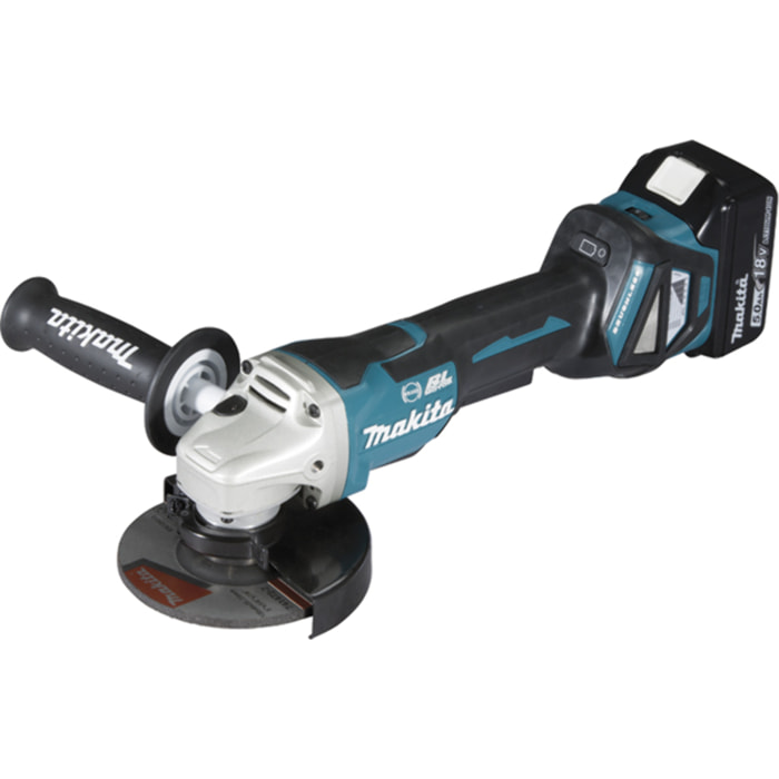 MAKITA Amoladora Ø125 mm 18V Li-Ion + 2 baterías 5.0 Ah, cargador, maletín - DGA517RTJ