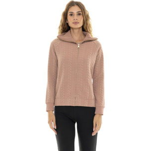 Sudaderas de invierno para mujer con cremallera y cuello alto trenzado "Relaxed"