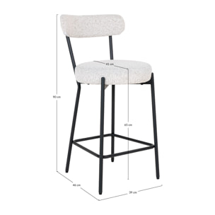 Ivanec - tabouret de bar - en tissu bouclette - Noir / Blanc