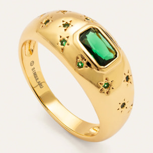 Anillo Charlotte Esmeralda Baño Oro