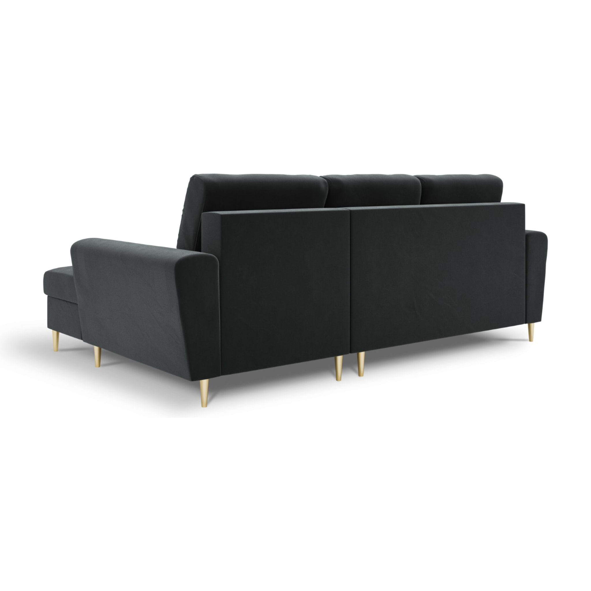 Canapé d'angle droit convertible avec coffre de rangement "Kyoto" 4 places en velours gris foncé