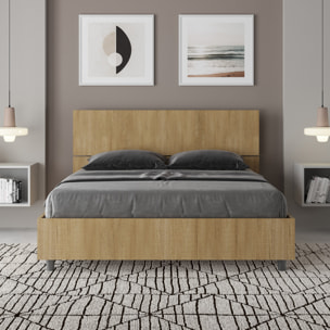 Cama sin somier 140x190  con cabecera inclinadaroble natural Demas