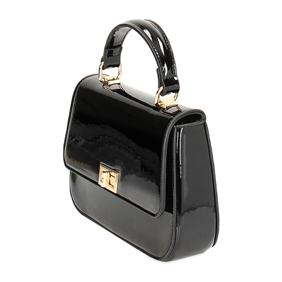 Minibolsa negra de charol redonda