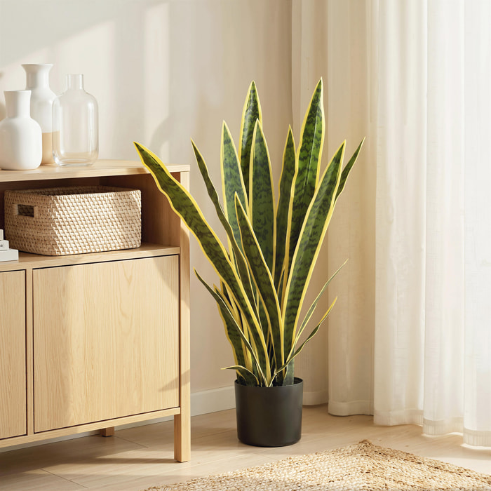 Plante artificielle Sansevieria H.77cm 21 feuilles ajustables grand réalisme