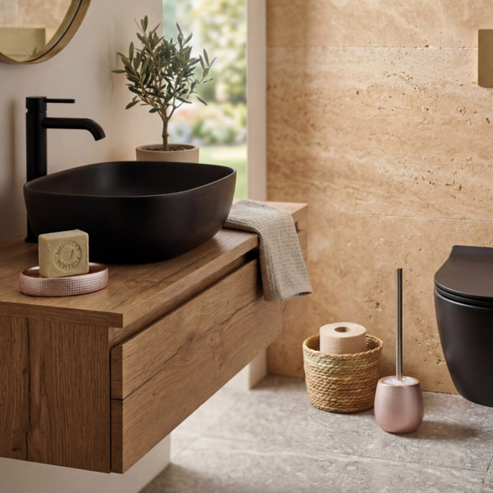 Brosse wc avec support Céramique SHANGAI Rose MSV