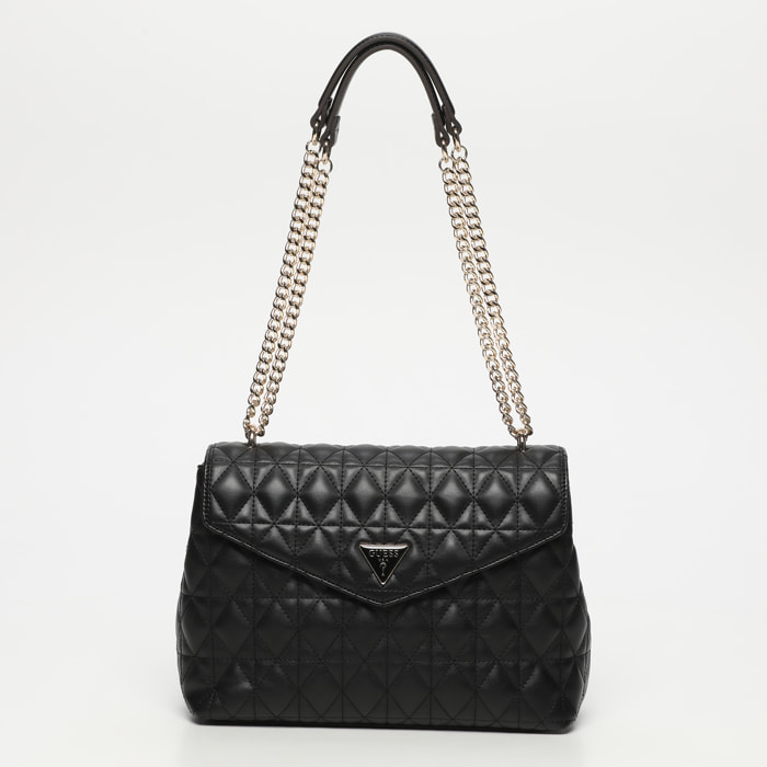 Borsa a spalla Yaileena - motivo geometrico - logo in rilievo - nero