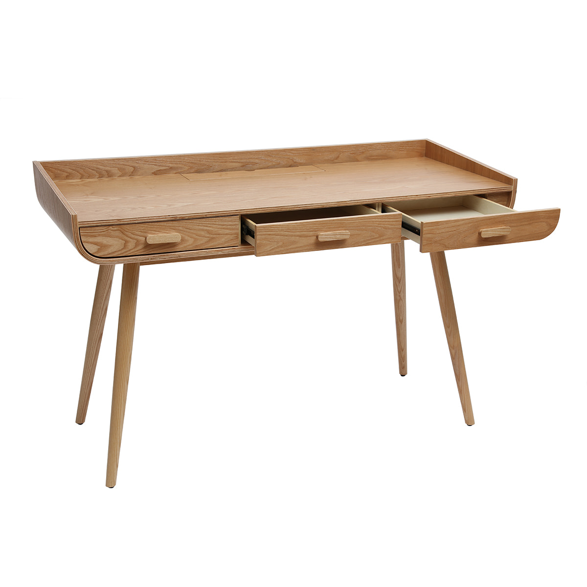 Bureau avec rangements 3 tiroirs scandinave bois clair L132 cm HALLEN