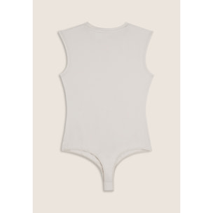 Body senza maniche in jersey stretch con logo strass