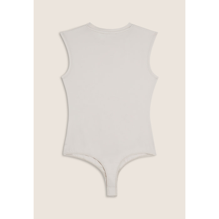 Body senza maniche in jersey stretch con logo strass
