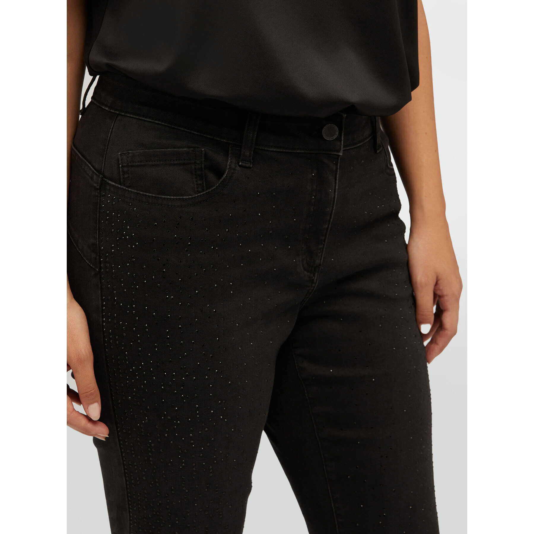 Fiorella Rubino - Jeans kick flare con strass - Nero