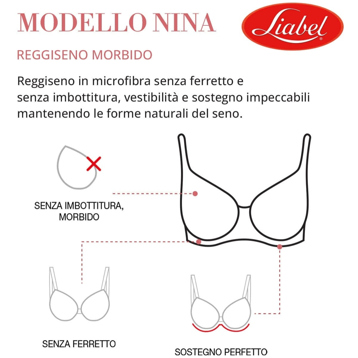 3 Reggiseni Donna LIABEL Art. Nina Coppa B