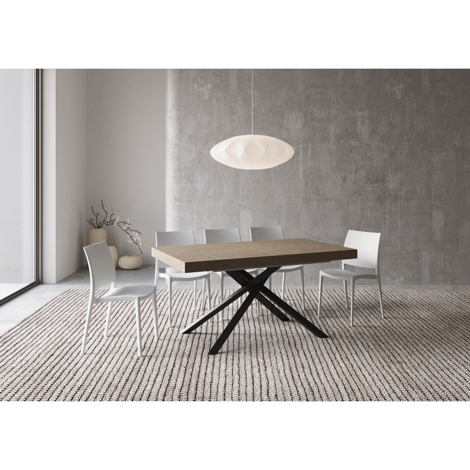 Mesa extensible 90x160/420 cm Karida gris paloma patas antracita