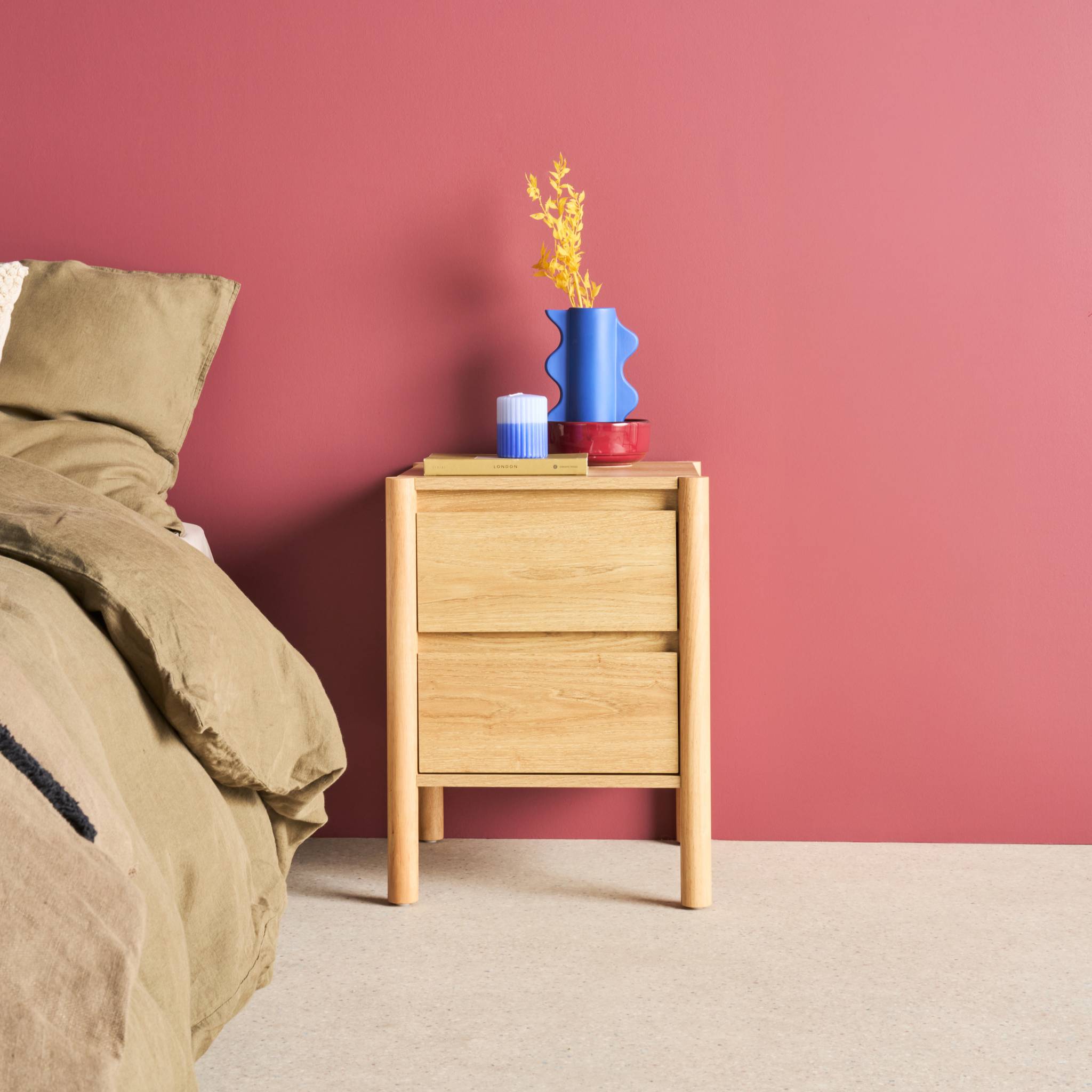 Table de chevet décor bois 2 tiroirs (lot de 2) HARMONY