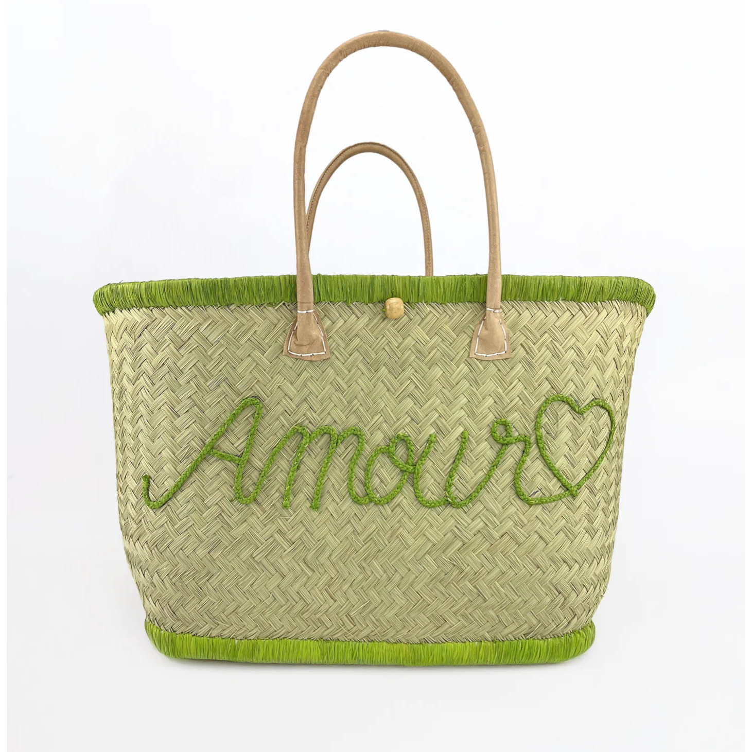 Panier artisanal de Madagascar - Amour GM Vert anis