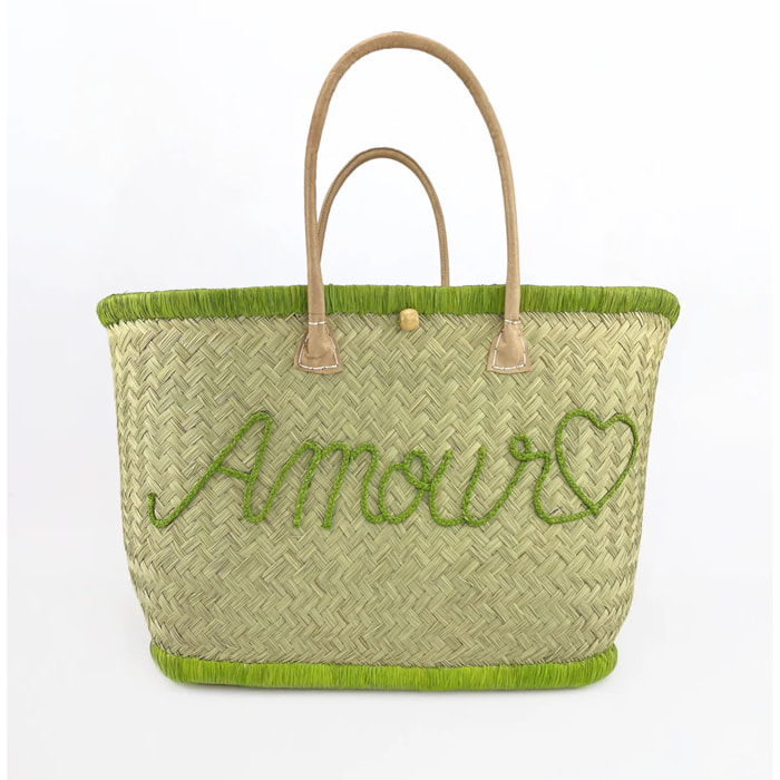 Panier artisanal de Madagascar - Amour GM Vert anis