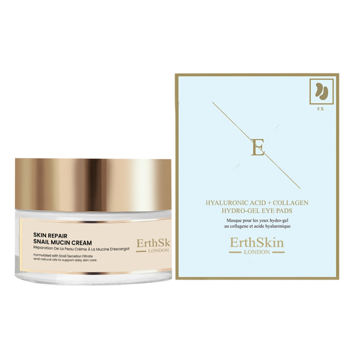 Crema reparadora para la piel con extracto de caracol + parches de colágeno para el contorno de ojos